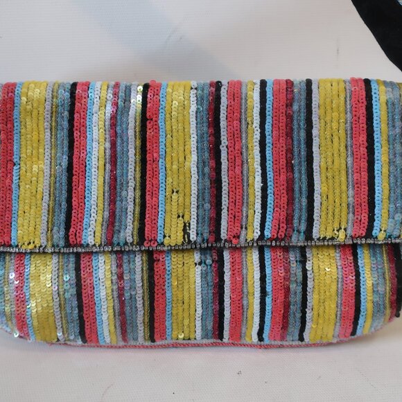Womens Santi Multicolor Sequined Clutch Shoulder Handbag - Picture 4 of 11